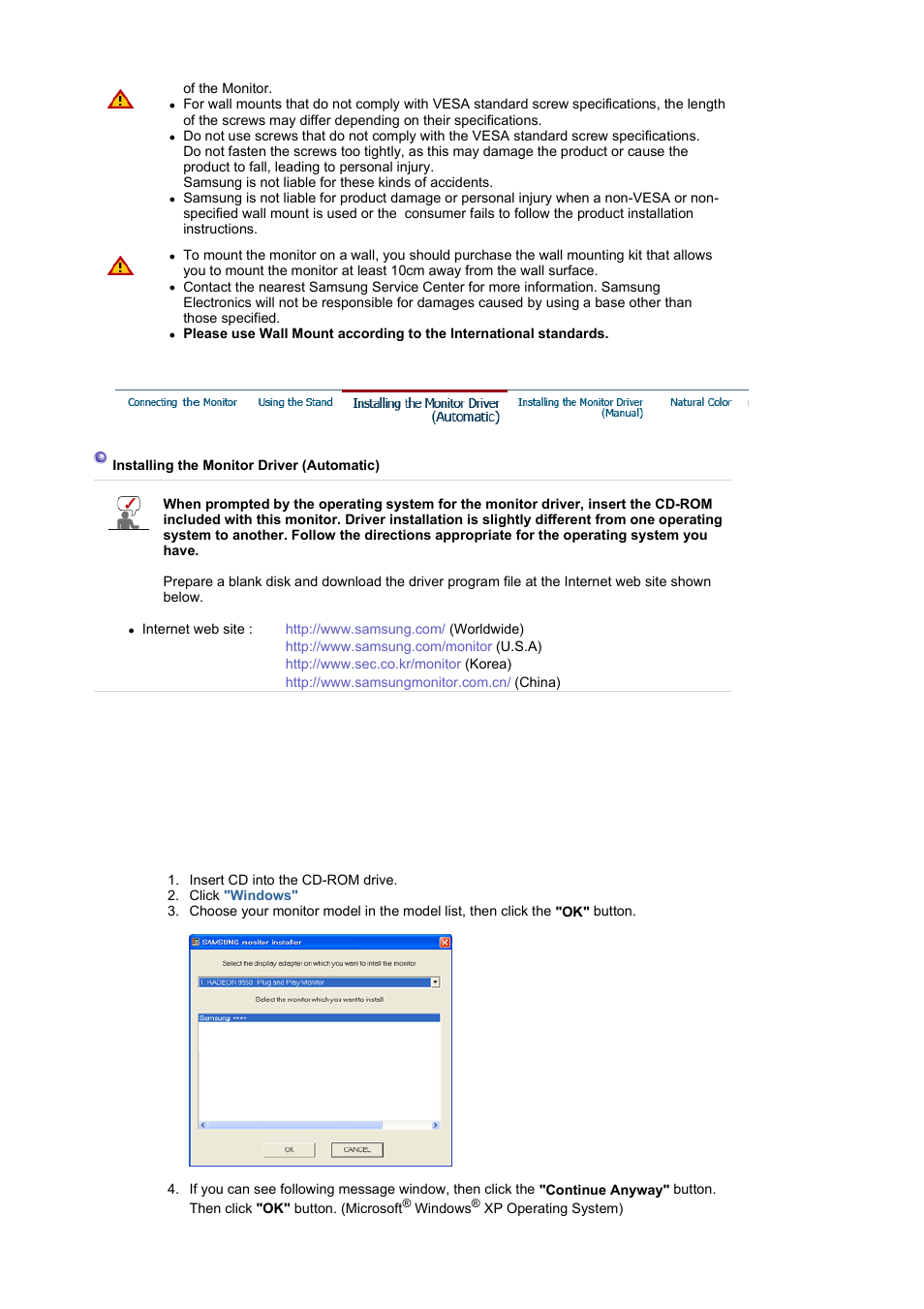 Installing the monitor driver(manual) | Samsung LS19HATBB2-XAA User Manual | Page 19 / 87