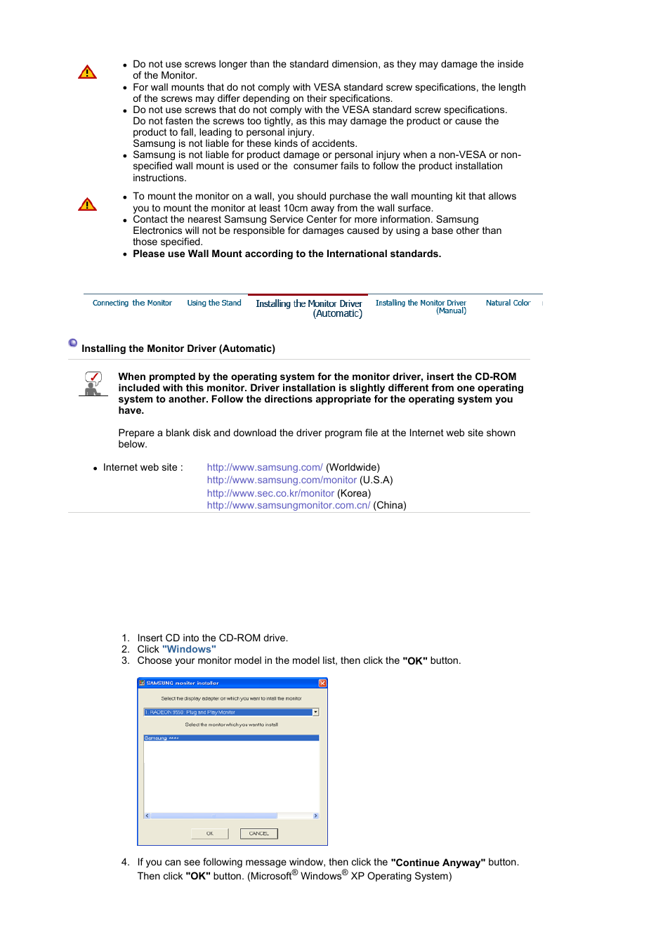 Installing the monitor driver(manual) | Samsung LS19HATBB2-XAA User Manual | Page 30 / 87