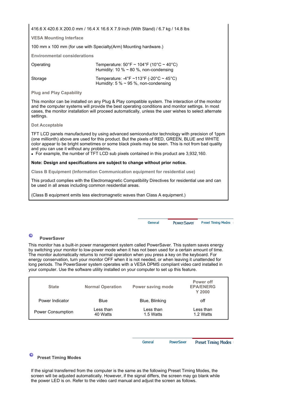 Preset timing modes | Samsung LS19HATBB2-XAA User Manual | Page 76 / 87