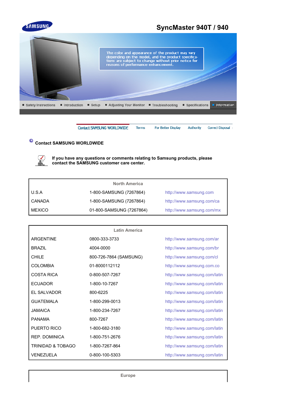 Contact samsung world-wide, Terms | Samsung LS19HATBB2-XAA User Manual | Page 81 / 87