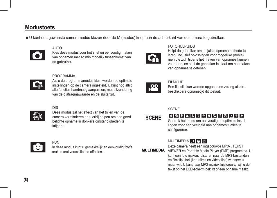 Modustoets | Samsung I80 User Manual | Page 109 / 142