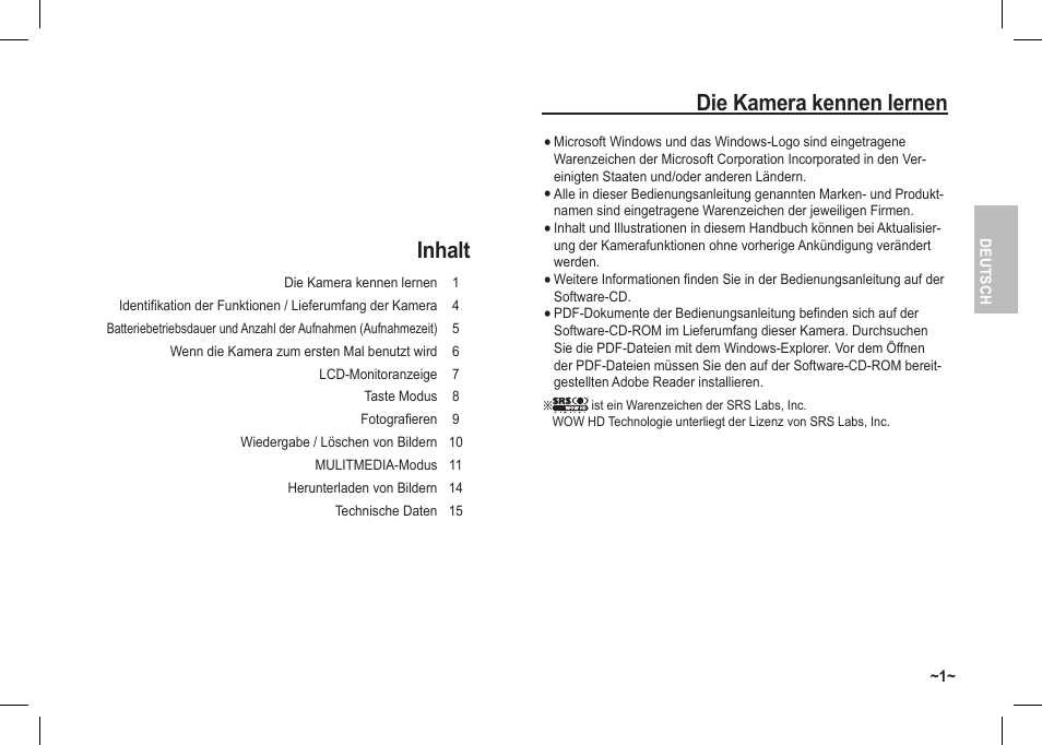 Inhalt die kamera kennen lernen | Samsung I80 User Manual | Page 22 / 142
