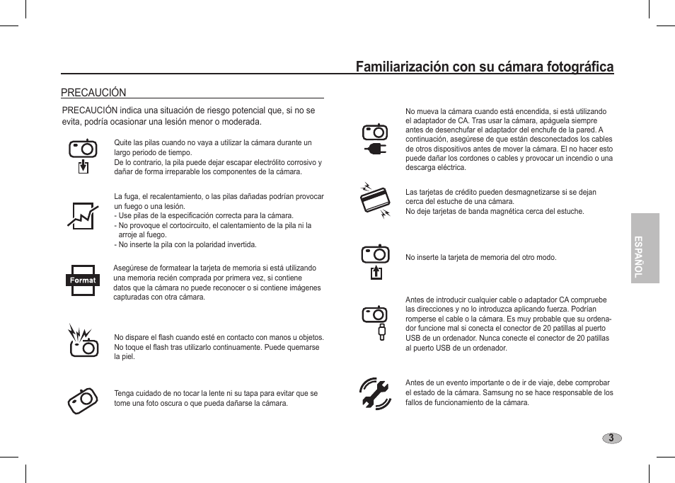 Familiarización con su cámara fotográfica, Precaución | Samsung I80 User Manual | Page 64 / 142