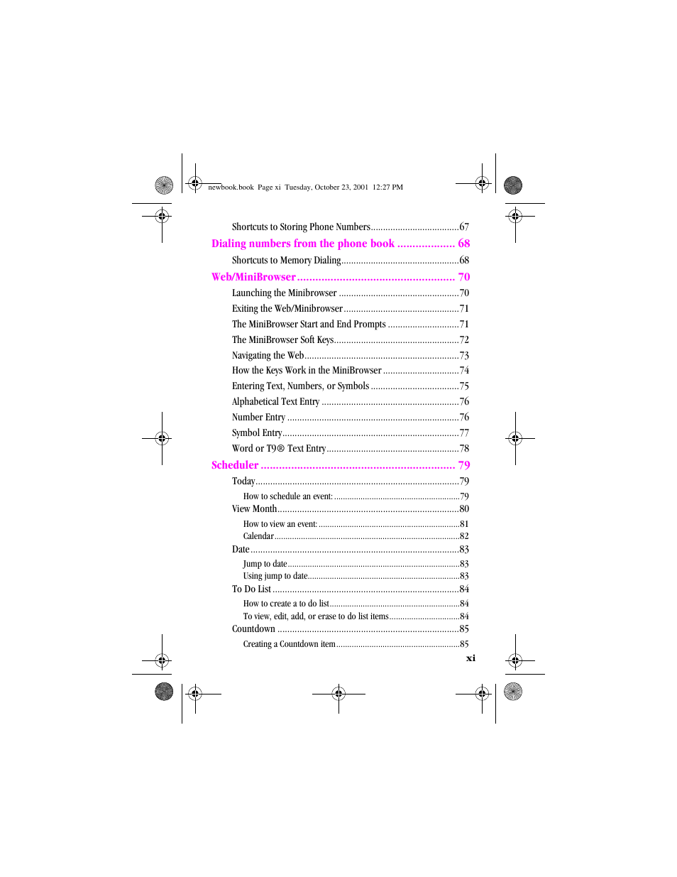 Dialing numbers from the phone book, Web/minibrowser, Scheduler | Samsung SEET300AQK-XAR User Manual | Page 11 / 174