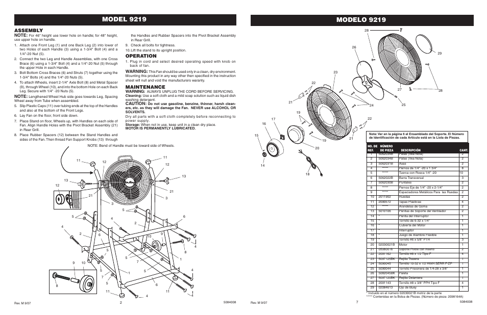 Assembly, Operation, Maintenance | Air King 9219 User Manual | Page 2 / 4