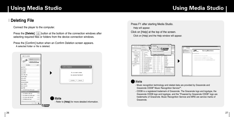 Using media studio, Ideleting file | Samsung YP-C1Z-XAA User Manual | Page 14 / 33