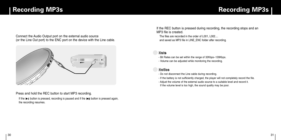 Recording mp3s | Samsung YP-C1Z-XAA User Manual | Page 16 / 33