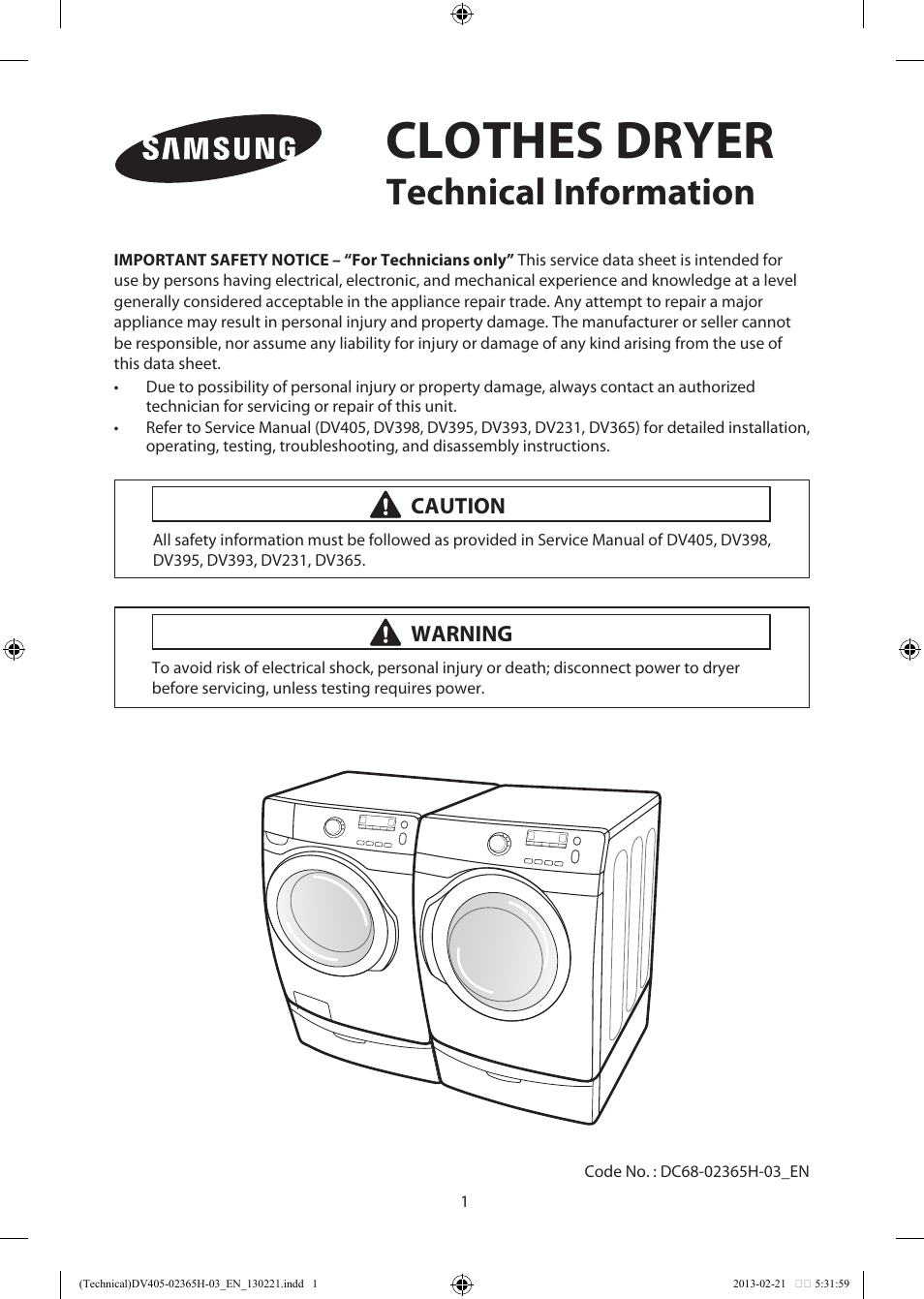 Samsung DV405ETPASU-AA User Manual | 40 pages