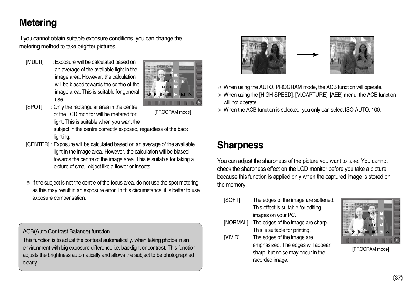 Metering, Sharpness | Samsung EC-NV8ZZRBA-US User Manual | Page 38 / 102