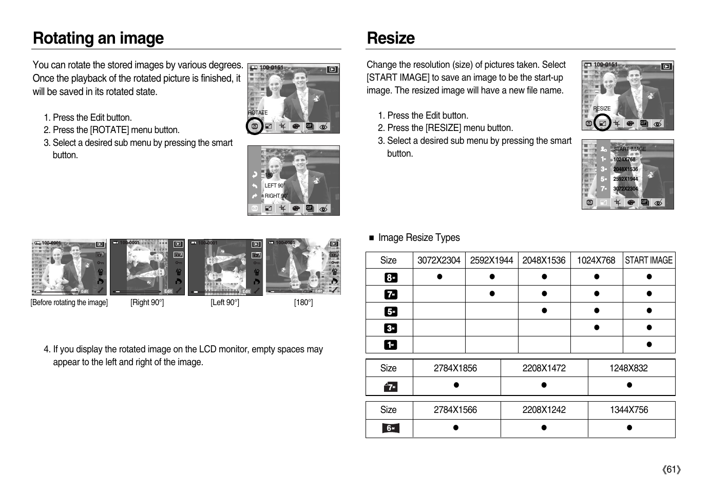 Rotating an image resize | Samsung EC-NV8ZZRBA-US User Manual | Page 62 / 102