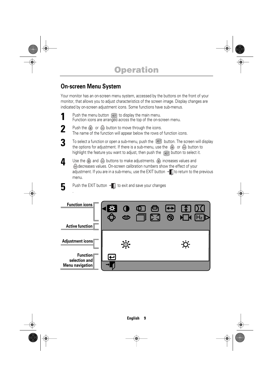 Brightness, Access function exit menu | Samsung TP17LS7LSO-XBM User Manual | Page 11 / 21