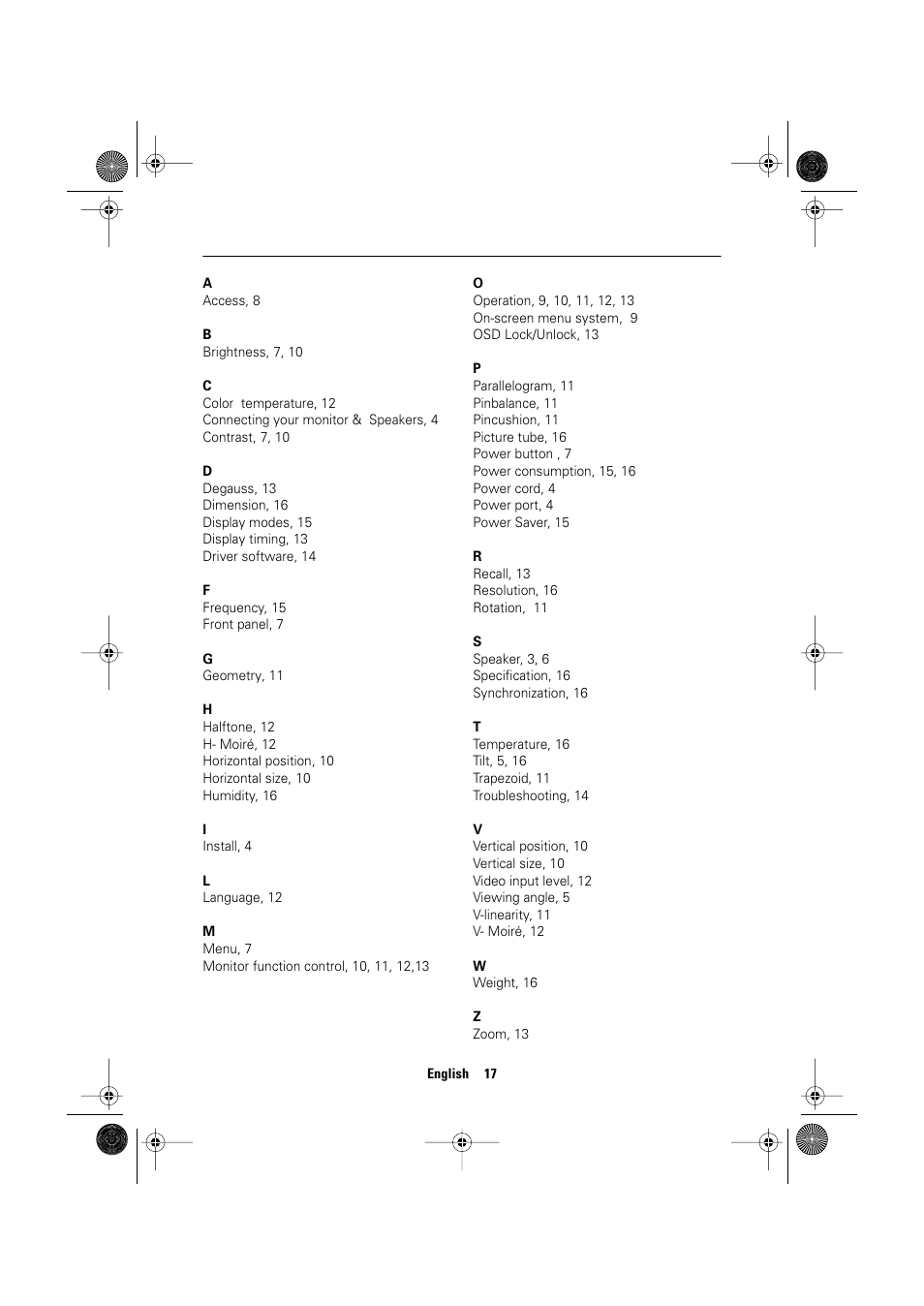 Index | Samsung TP17LS7LSO-XBM User Manual | Page 19 / 21