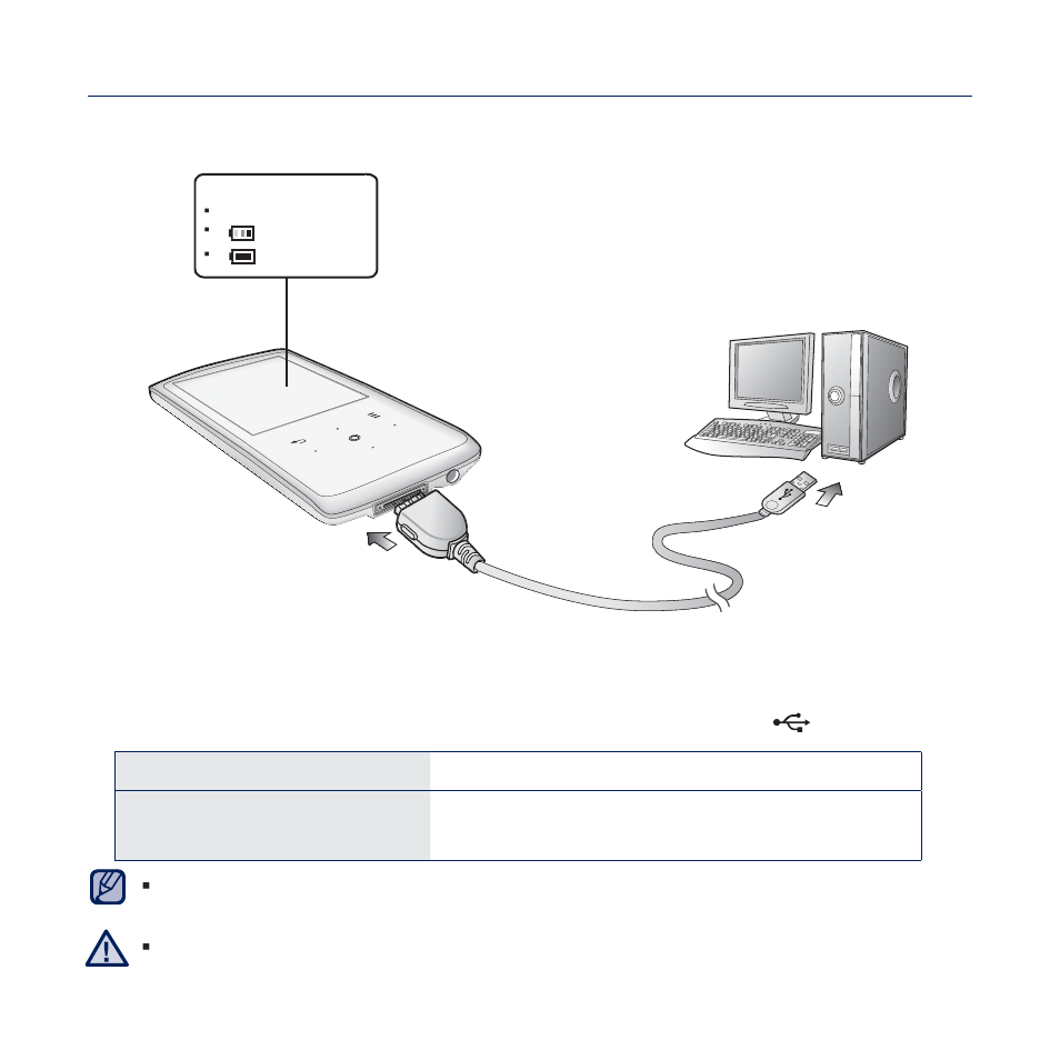 Connecting to your pc/charging the battery | Samsung YP-Q2JCB-XAA User Manual | Page 17 / 106