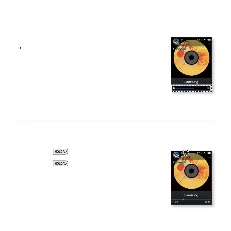 Controlling the volume, Disabling the buttons | Samsung YP-Q2JCB-XAA User Manual | Page 19 / 106