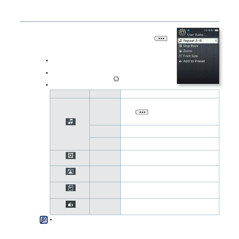 Changing the settings and preferences (continued) | Samsung YP-Q2JCB-XAA User Manual | Page 31 / 106
