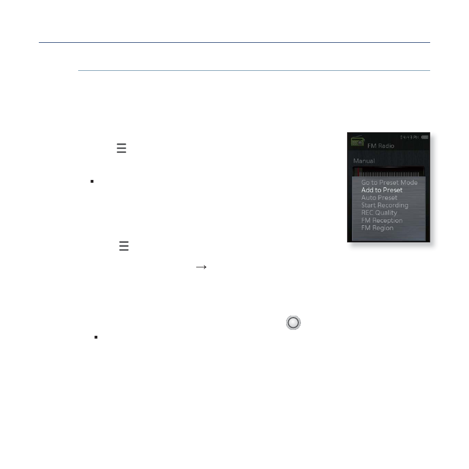 Using the fm radio menu (continued) | Samsung YP-Q2JCB-XAA User Manual | Page 72 / 106