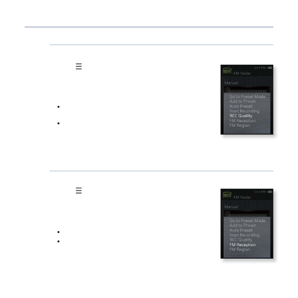 Using the fm radio menu (continued) | Samsung YP-Q2JCB-XAA User Manual | Page 75 / 106