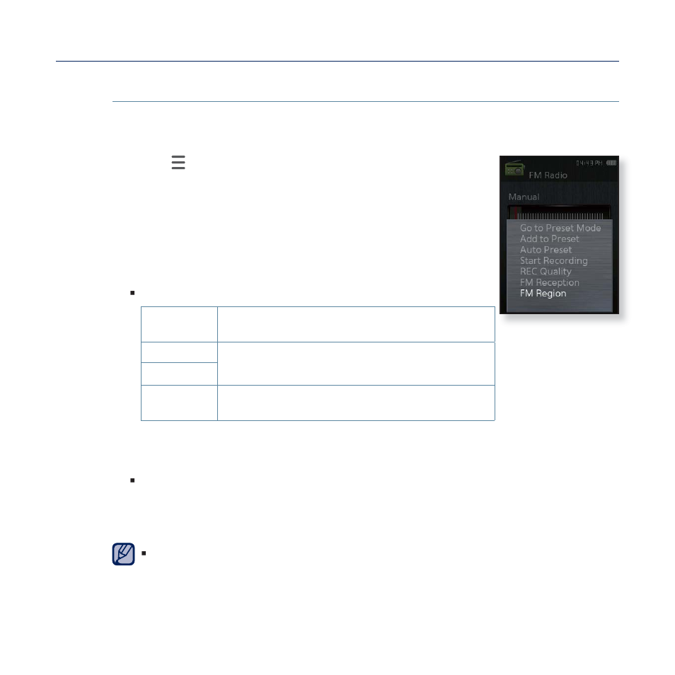 Using the fm radio menu (continued) | Samsung YP-Q2JCB-XAA User Manual | Page 76 / 106