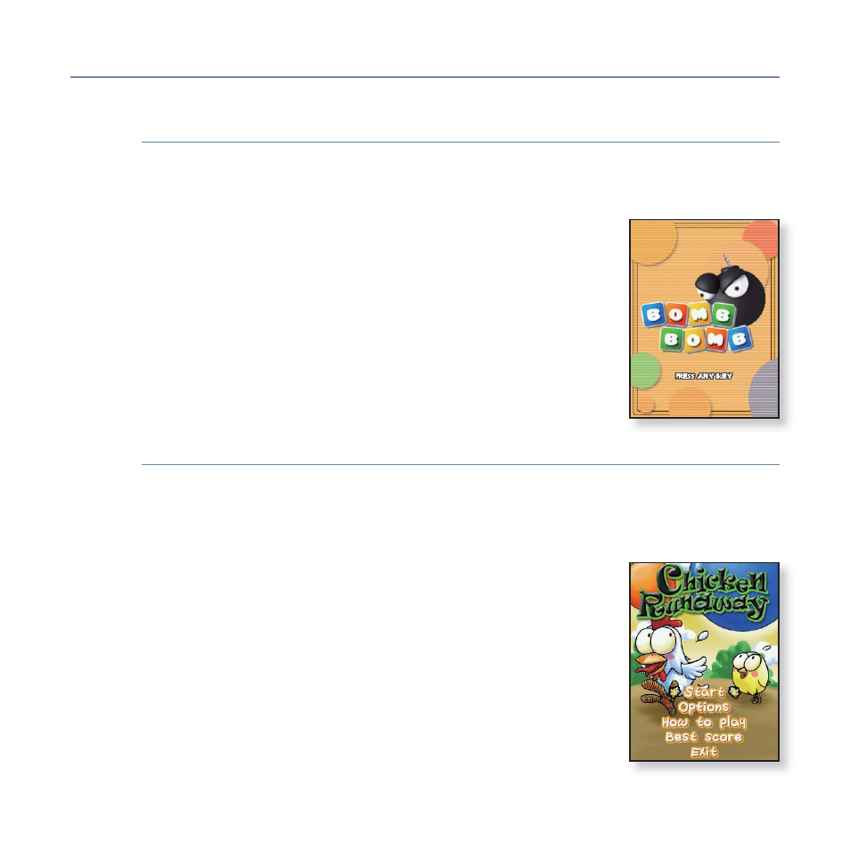 Playing video games (continued), Bomb bomb, Chicken runaway | Samsung YP-Q2JCB-XAA User Manual | Page 81 / 106