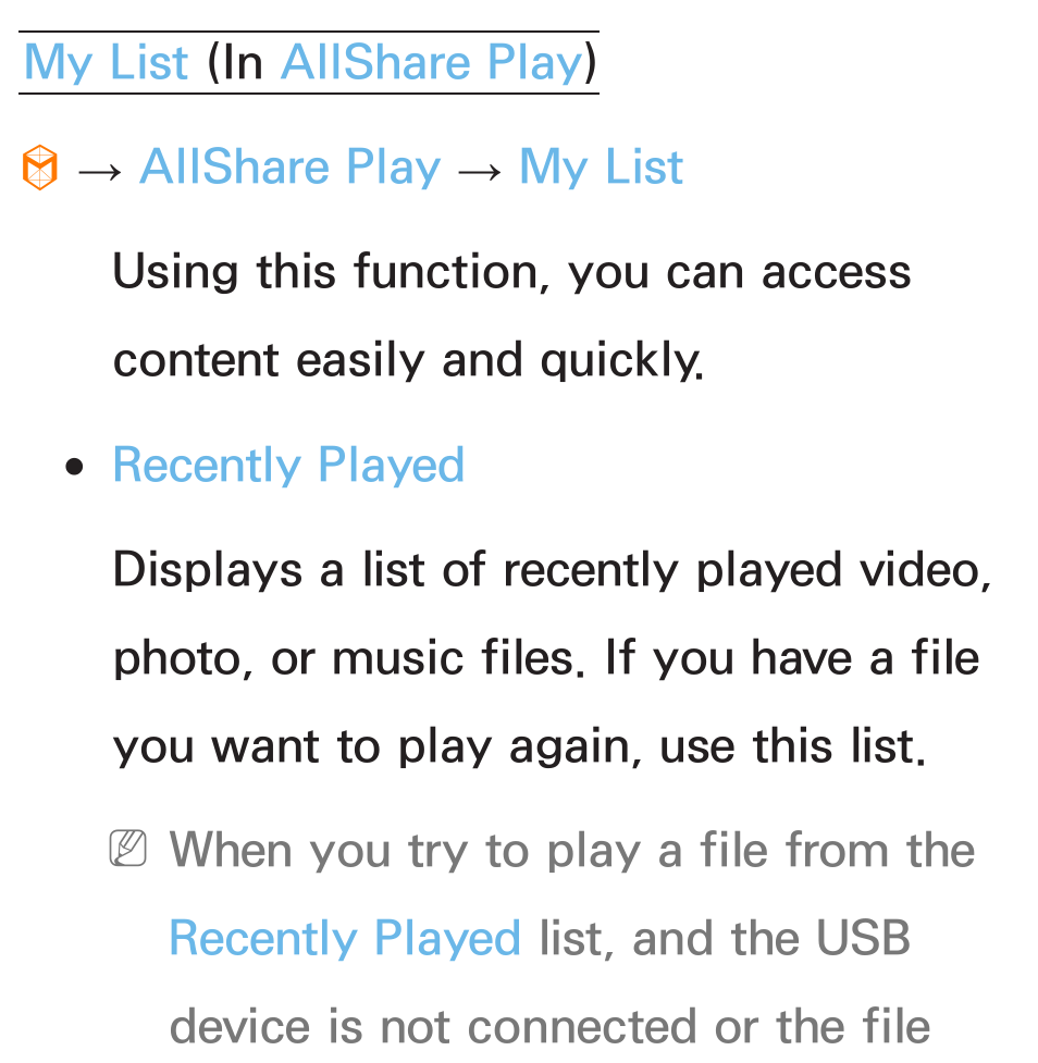 My list, Allshare play | Samsung PN51E6500EFXZA User Manual | Page 513 / 673