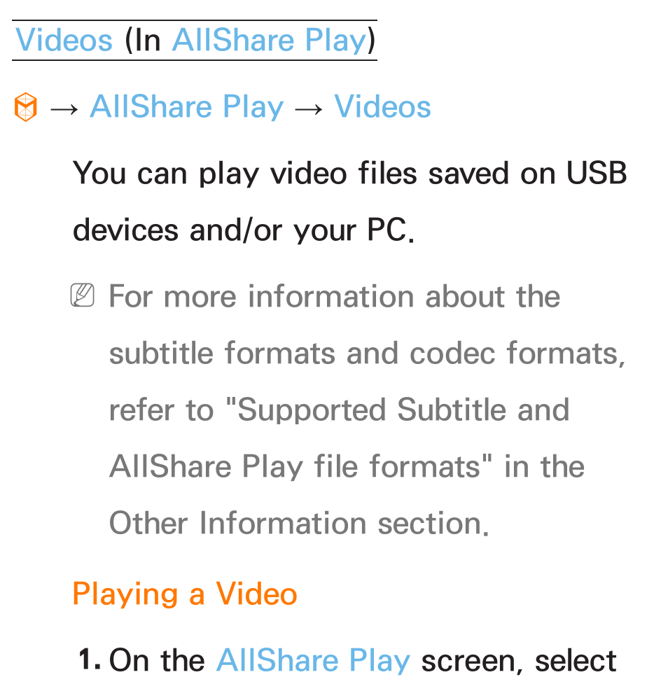 Videos, Allshare play | Samsung PN51E6500EFXZA User Manual | Page 525 / 673