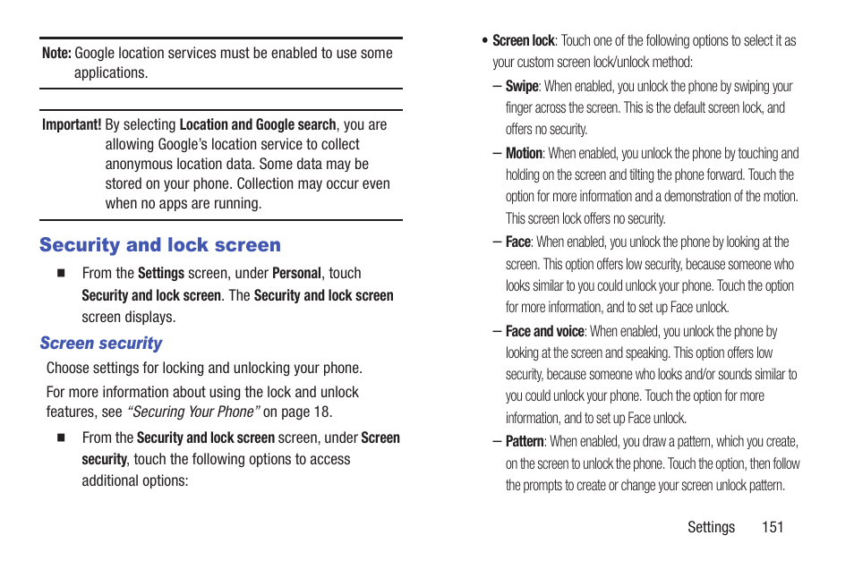 Security and lock screen | Samsung SCH-R530RWBMTR User Manual | Page 157 / 213