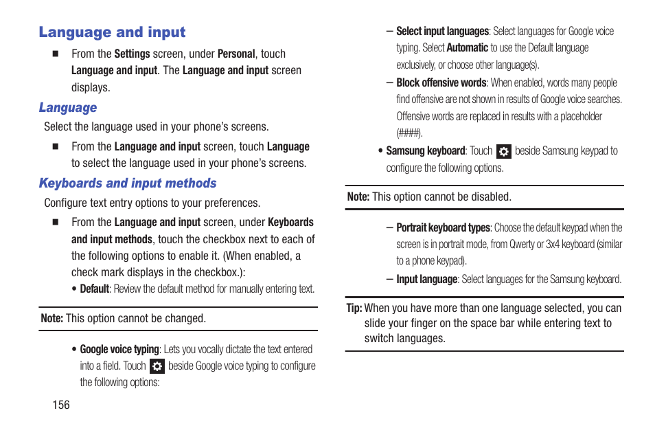 Language and input | Samsung SCH-R530RWBMTR User Manual | Page 162 / 213