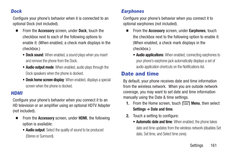 Date and time | Samsung SCH-R530RWBMTR User Manual | Page 167 / 213