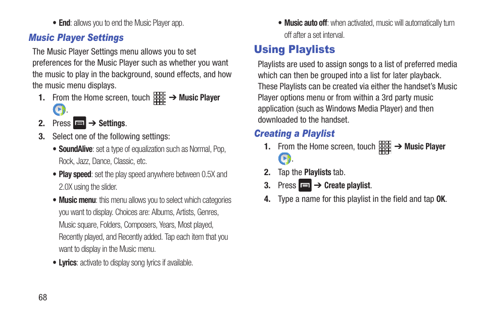 Using playlists | Samsung SCH-R530RWBMTR User Manual | Page 74 / 213