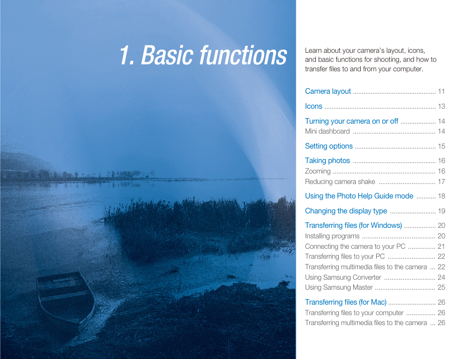 1 basic functions, Basic, Functions | Basic functions | Samsung EC-TL9ZZPBA-US User Manual | Page 11 / 95