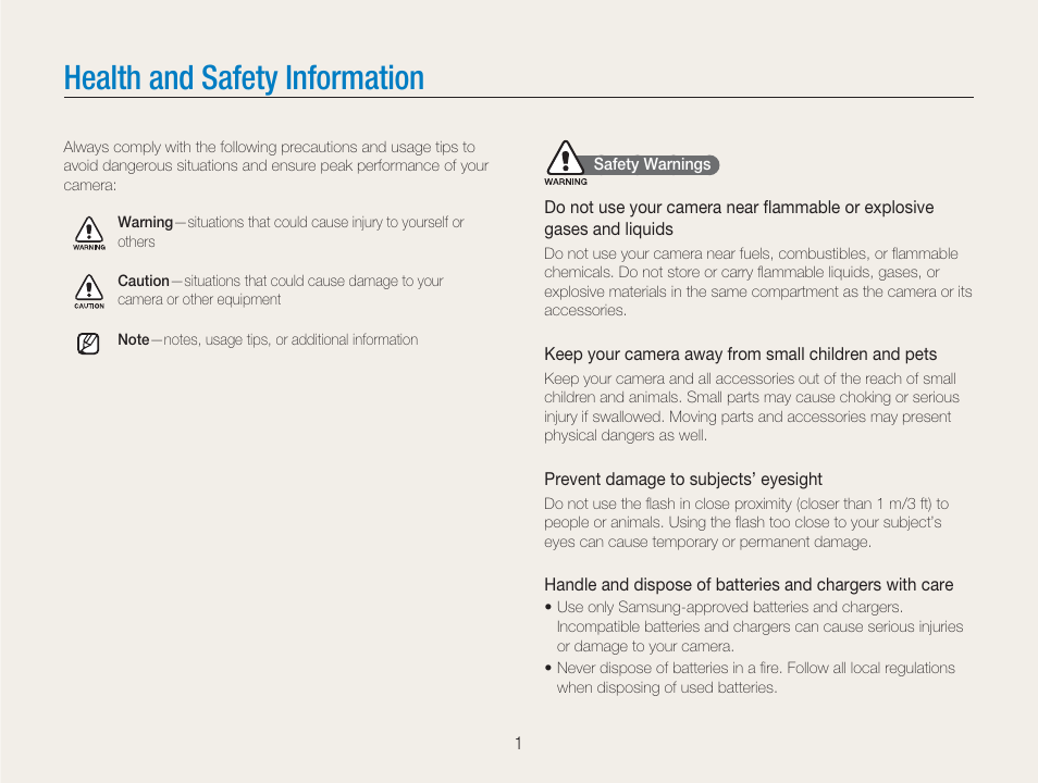 Health and safety information | Samsung EC-TL9ZZPBA-US User Manual | Page 2 / 95