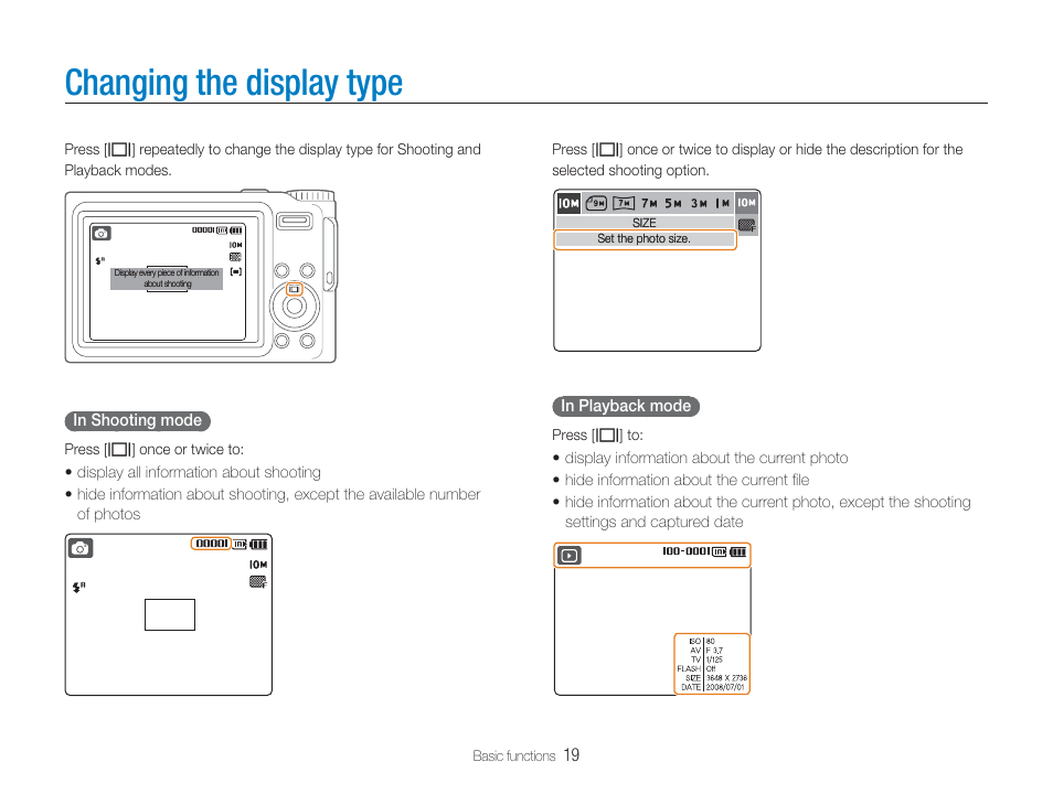 Changing the display type | Samsung EC-TL9ZZPBA-US User Manual | Page 20 / 95