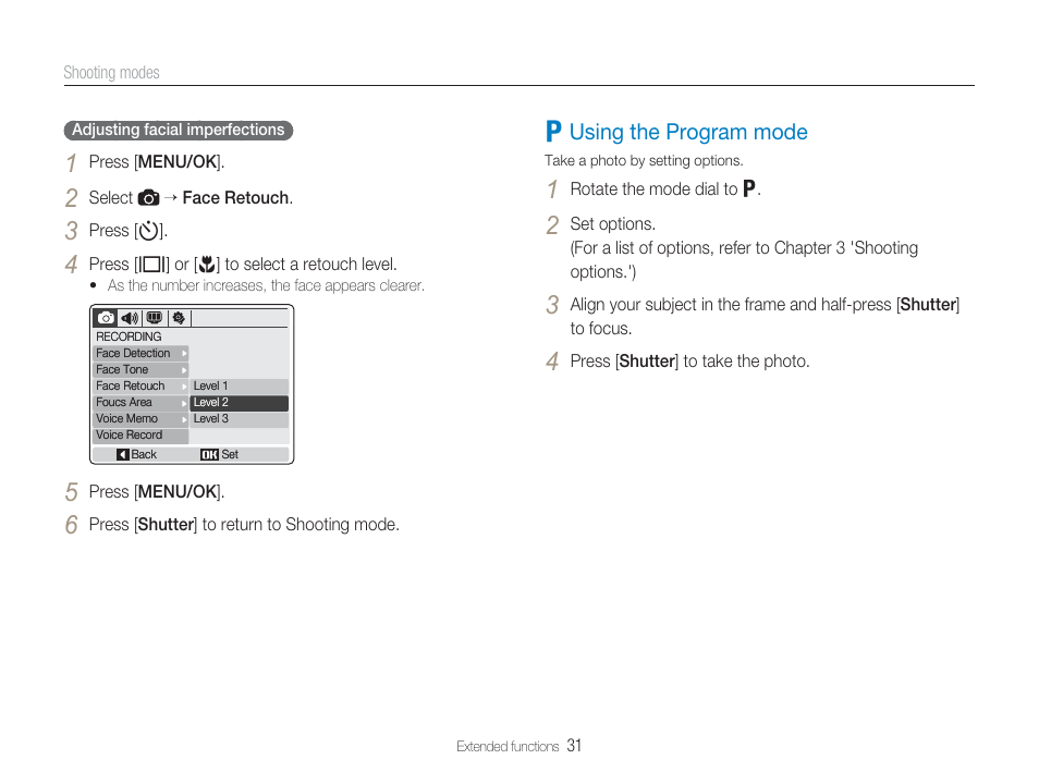 1 using the program mode | Samsung EC-TL9ZZPBA-US User Manual | Page 32 / 95