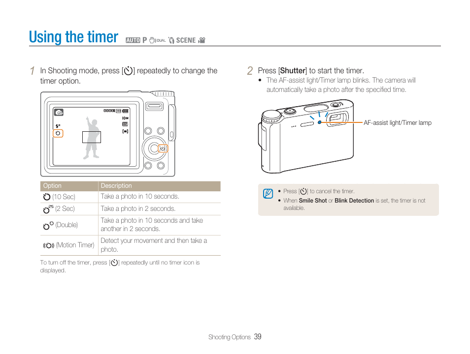 Using the timer | Samsung EC-TL9ZZPBA-US User Manual | Page 40 / 95