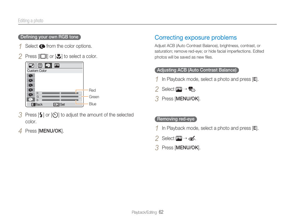 Correcting exposure problems | Samsung EC-TL9ZZPBA-US User Manual | Page 63 / 95