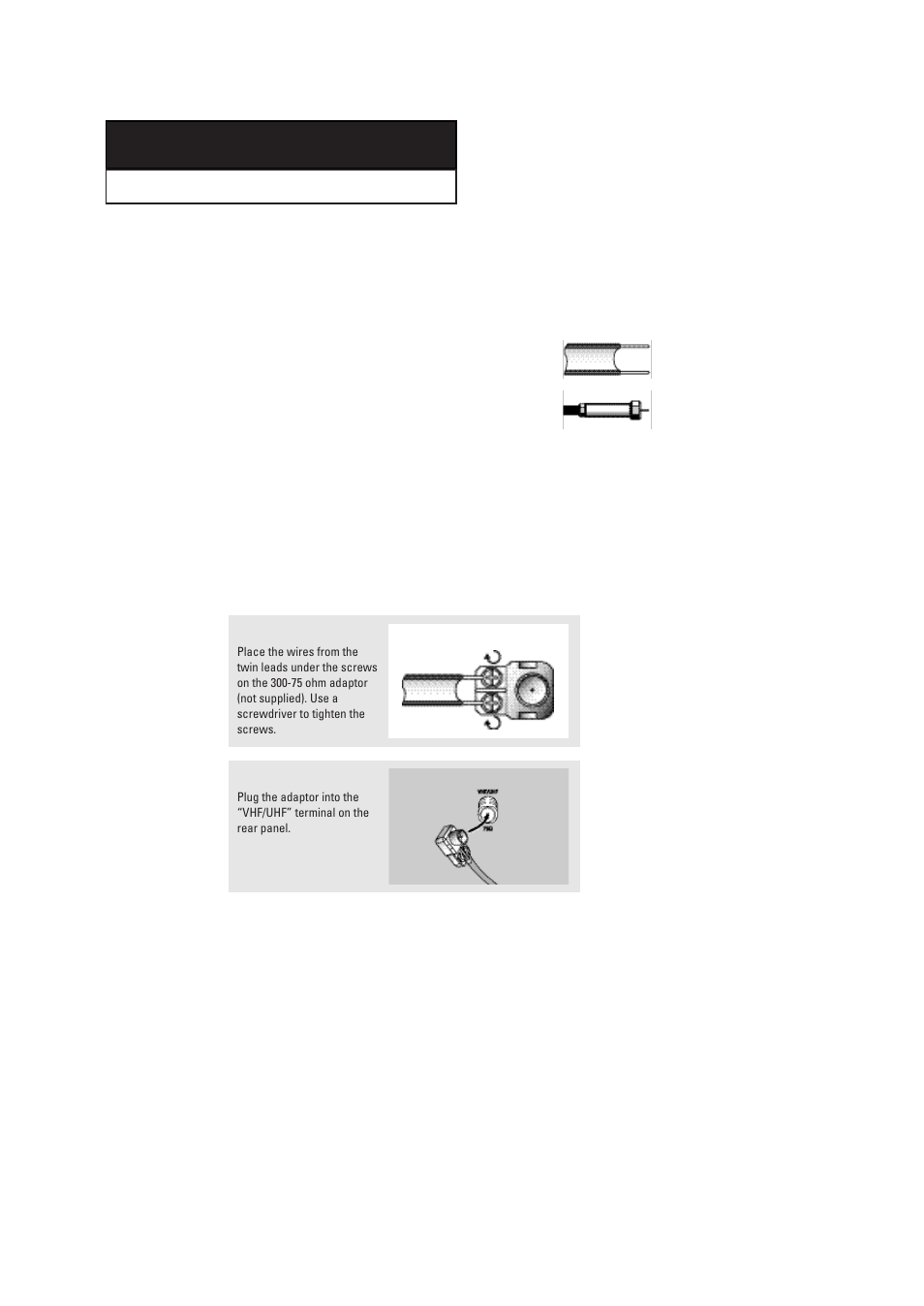 Chapter two : installation, Connecting vhf and uhf antennas, Antennas with 300-ohm flat twin leads | Samsung CL29T21FQ2XXAP User Manual | Page 11 / 61