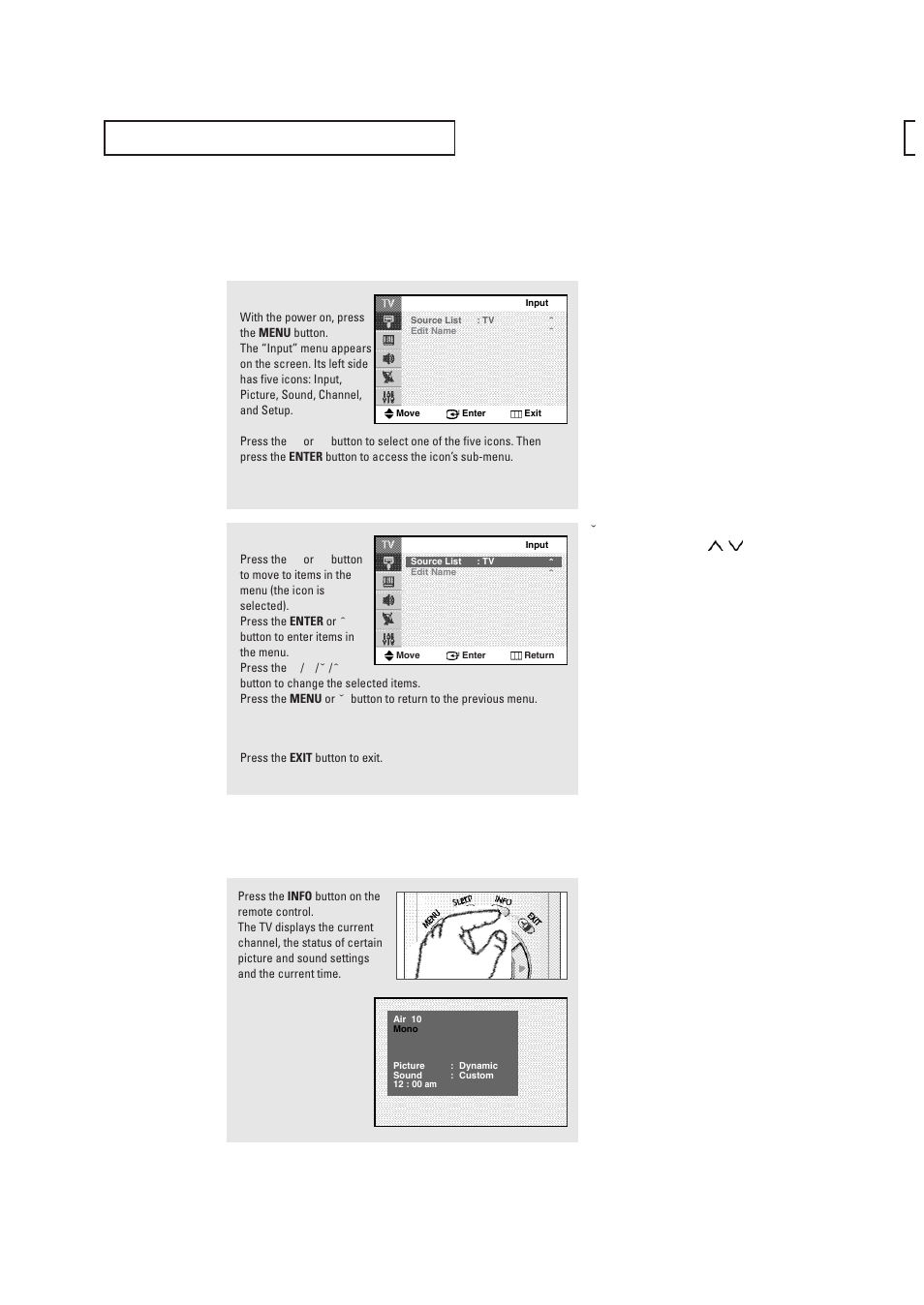 Viewing the menus and on-screen displays, Viewing the menus, Viewing the display | Samsung CL29T21FQ2XXAP User Manual | Page 20 / 61