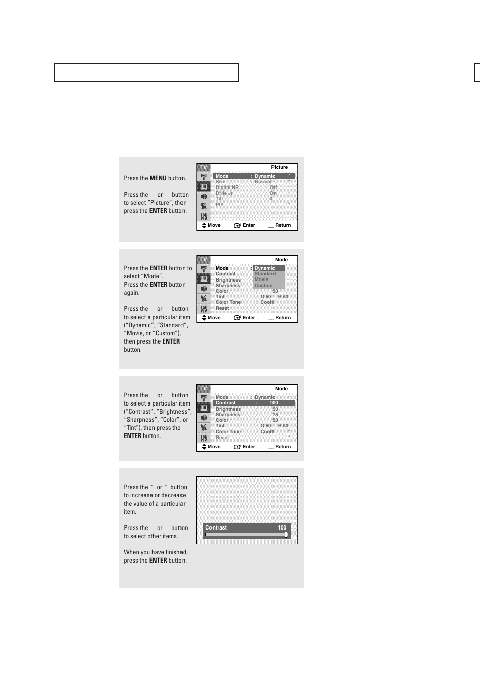 Customizing the picture, Continued | Samsung CL29T21FQ2XXAP User Manual | Page 28 / 61