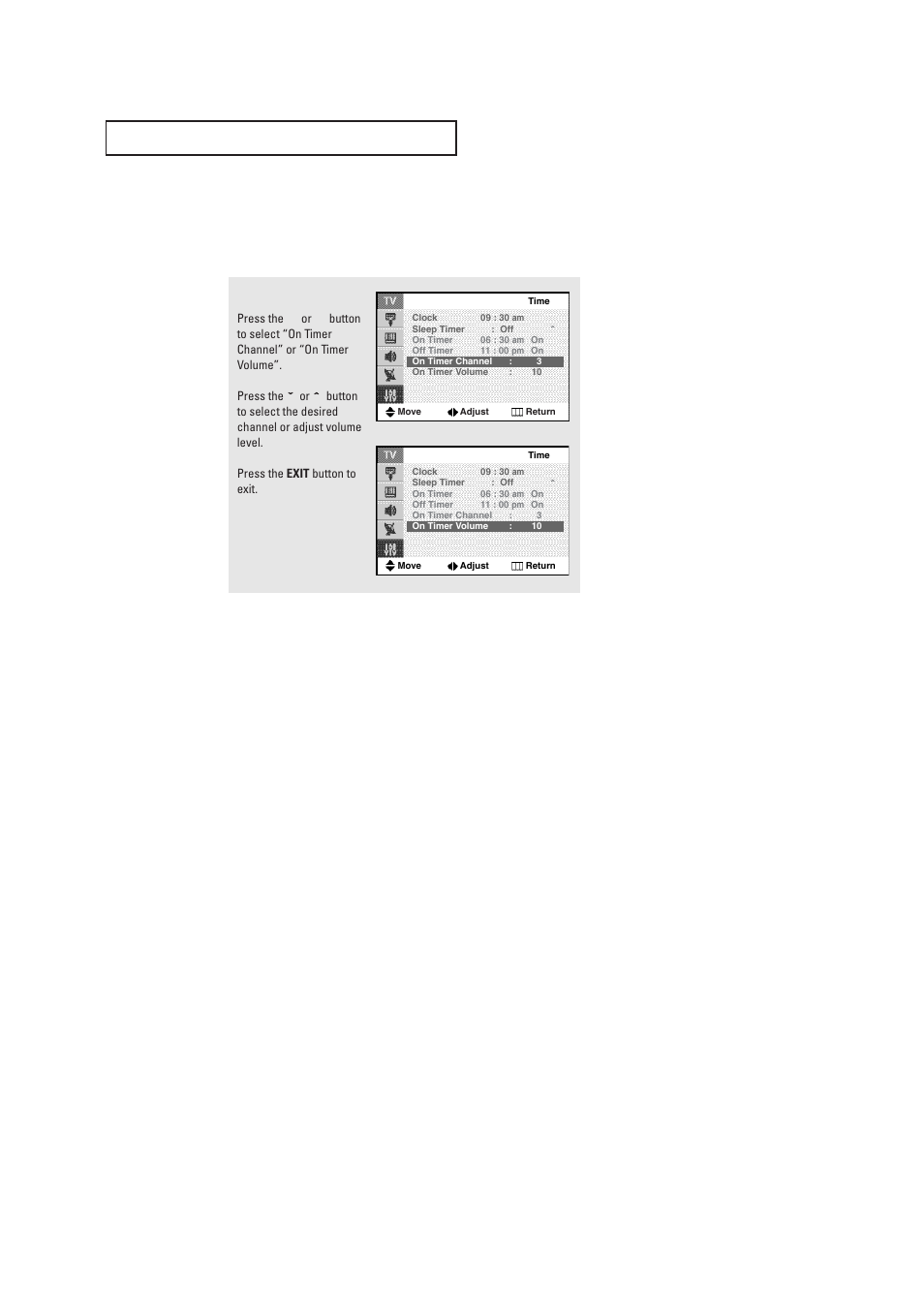Setting the preferred channel and volume level | Samsung CL29T21FQ2XXAP User Manual | Page 49 / 61