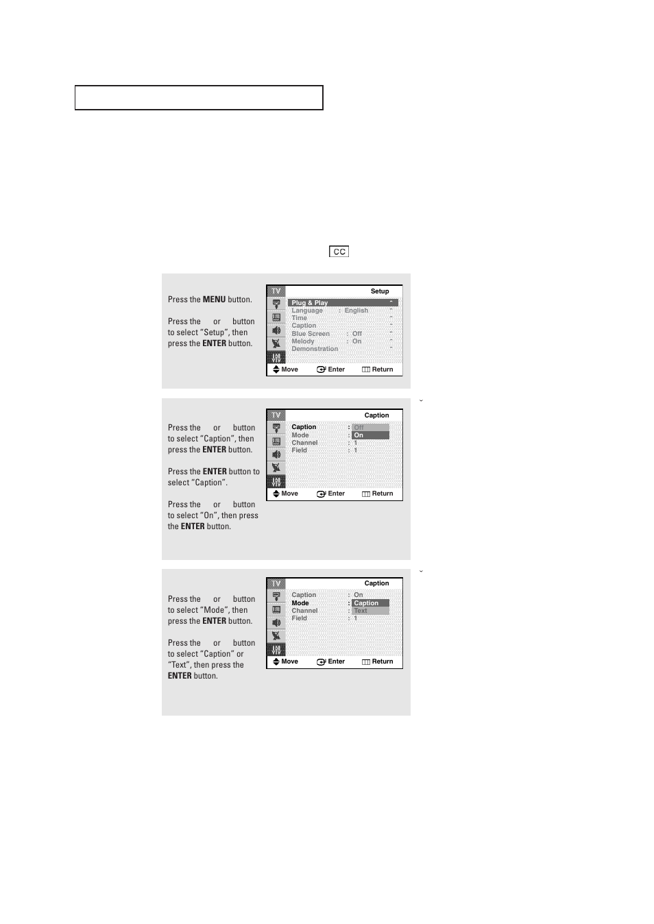 Viewing closed captions(on-screen text message), Viewing closed captions (on-screen text message), Continued | Samsung CL29T21FQ2XXAP User Manual | Page 51 / 61