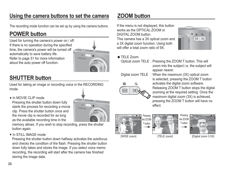 Power button shutter button | Samsung EC-SL102BBP-US User Manual | Page 27 / 98