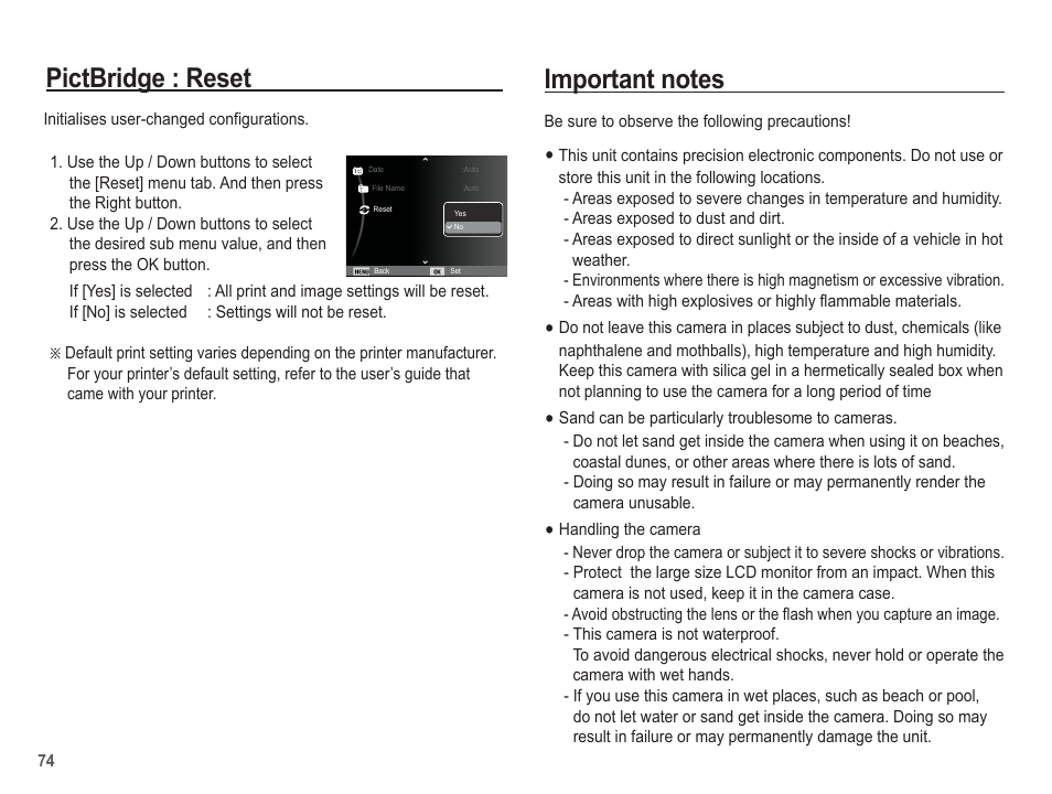 Pictbridge : reset | Samsung EC-SL102BBP-US User Manual | Page 75 / 98