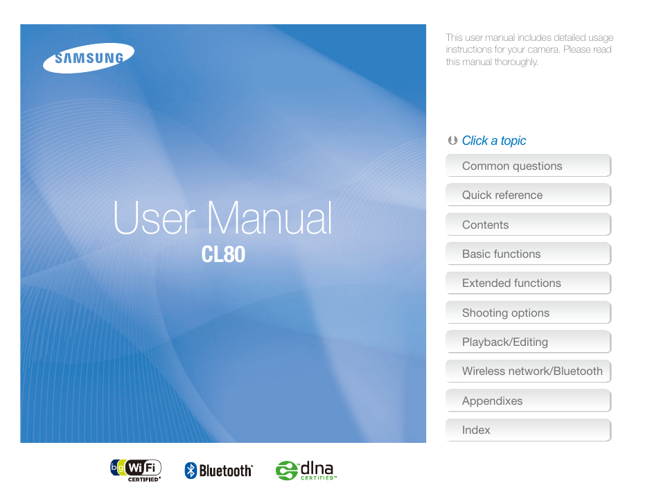 Samsung EC-CL80ZZBPAUS User Manual | 135 pages