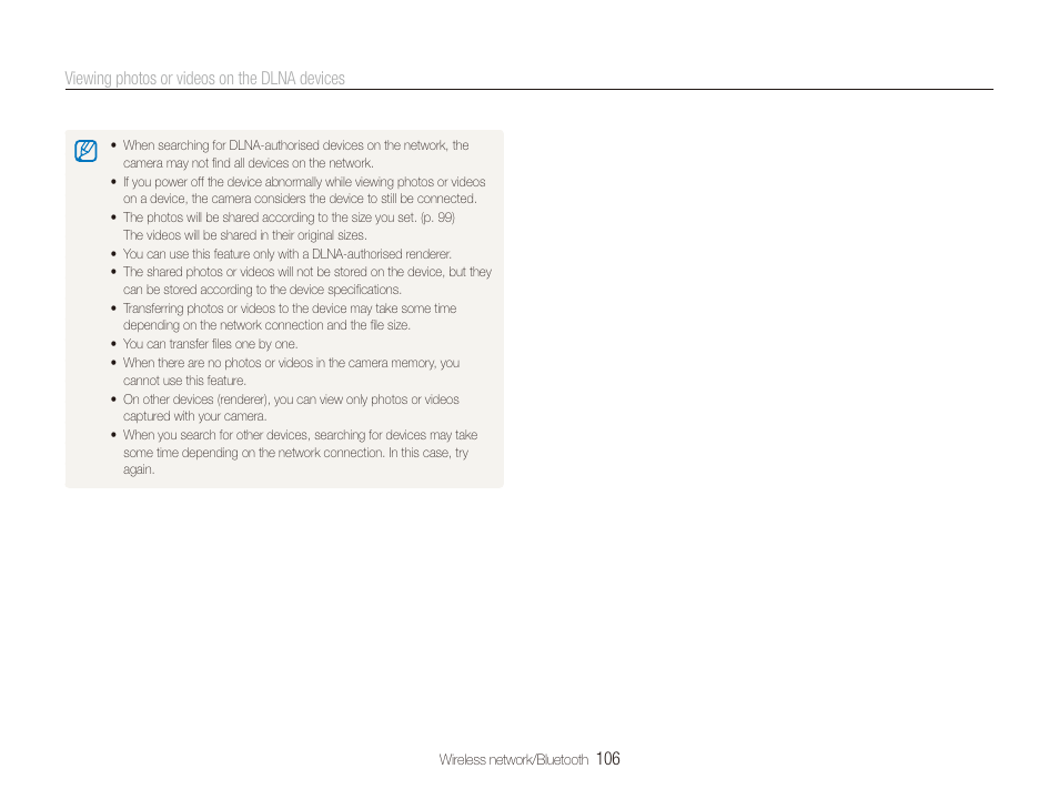106 viewing photos or videos on the dlna devices | Samsung EC-CL80ZZBPAUS User Manual | Page 107 / 135
