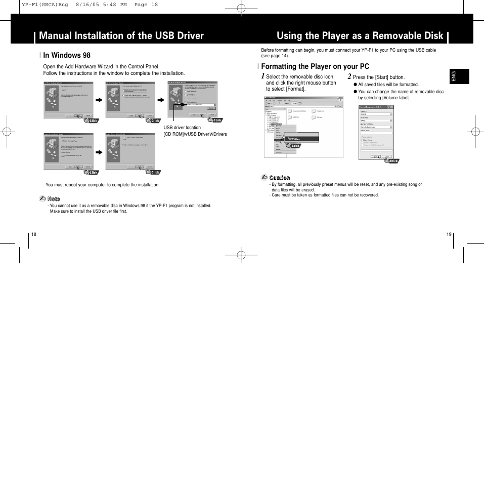 Using the player as a removable disk | Samsung YP-F1ZW-XAA User Manual | Page 10 / 31