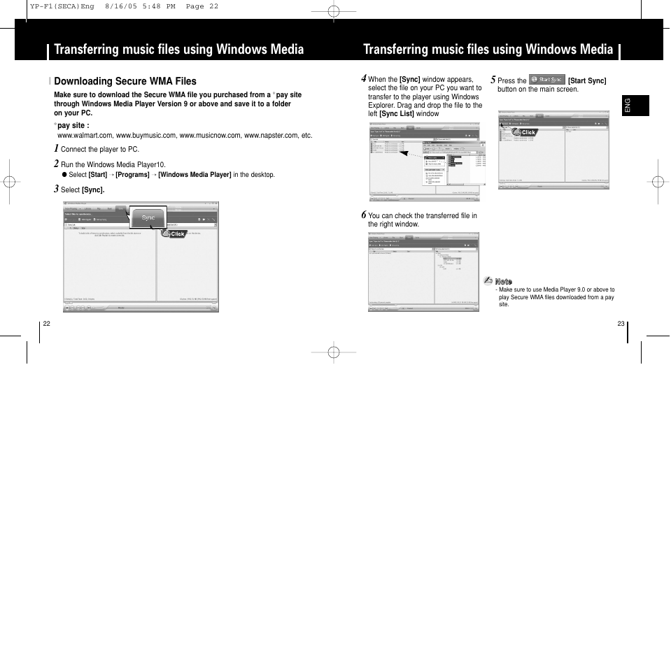 Transferring music files using windows media | Samsung YP-F1ZW-XAA User Manual | Page 12 / 31