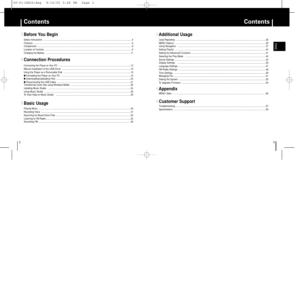 Samsung YP-F1ZW-XAA User Manual | Page 2 / 31