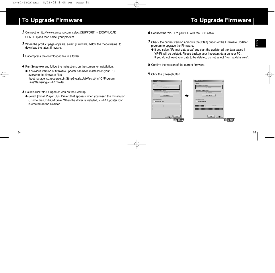 To upgrade firmware | Samsung YP-F1ZW-XAA User Manual | Page 28 / 31