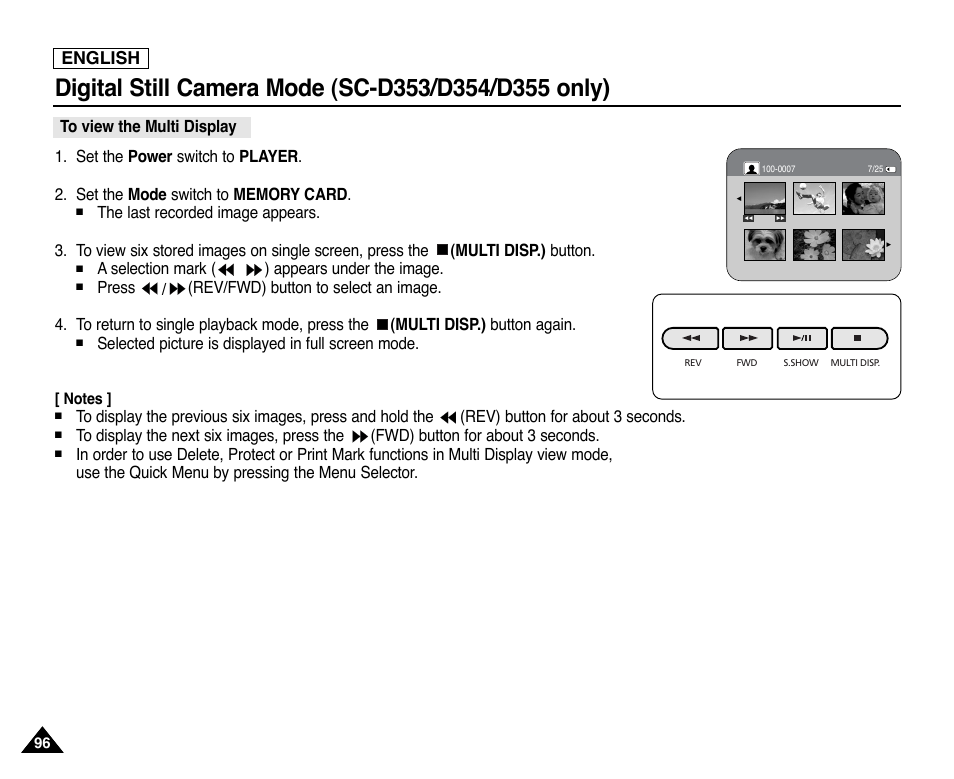 To view the multi display, English | Samsung SC-D353-XAP User Manual | Page 100 / 128