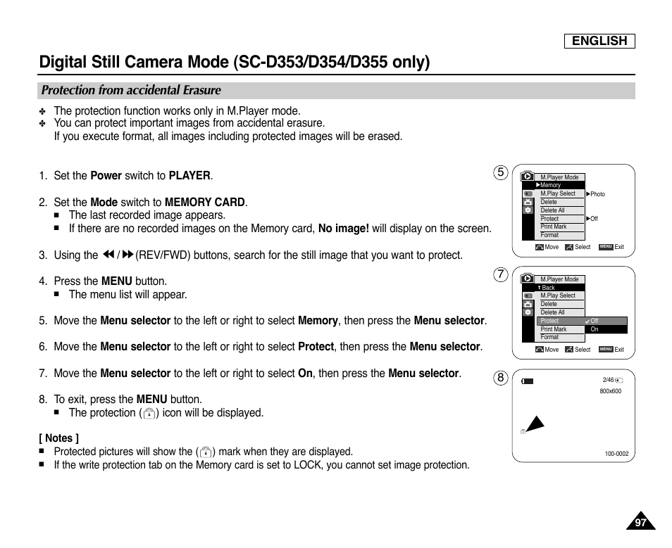 Protection from accidental erasure, English | Samsung SC-D353-XAP User Manual | Page 101 / 128